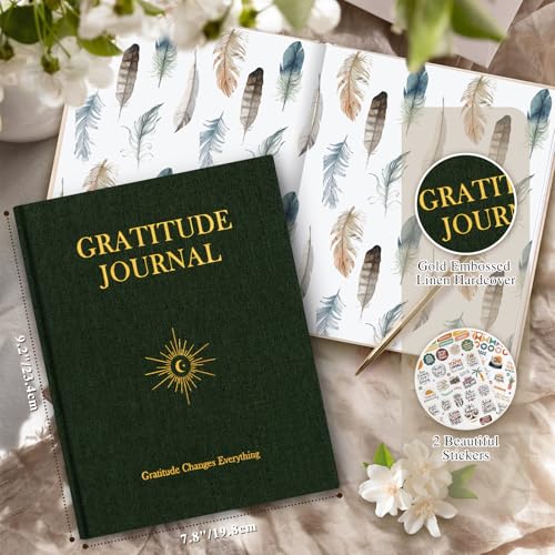 Lanpn Daily Gratitude Journal for Men Woman, 4 Month Mindfulness & Affirmation Planner, 7.8"x9.2" The 5 Minute Grateful Diary, Guided Reflection with Positivity Prompts Undated Notebook, Green - color: Green