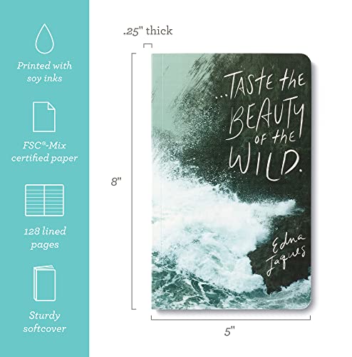 Compendium Softcover Journal - Taste the beauty of the wild. – A Write Now Journal with 128 Lined Pages, 5″W x 8″H - color: Wild Ocean Blue