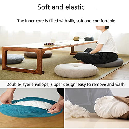 Four Seasons Cotton Linen Meditation Cushion Round Corduroy Seat Cushion Breathable Super Soft Floor Pillow for Yoga Living Room Balcony Decoration-Gray a 45cm(18inch)