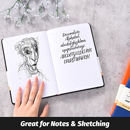 Hardcover-Journal-Notebooks, A5 Lined Journals Notebook for Writing 200 Pages, 8.2 x 5.5 inch, Classic Ruled Notebooks for Work/Travel/College (Black- 1 Pack)