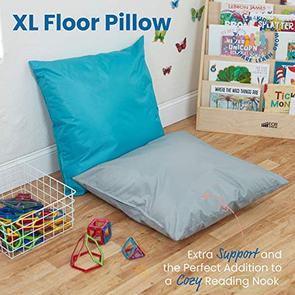 ECR4Kids Jumbo Indoor/Outdoor Kids Floor Pillow Cushion, 27in x 27in, Classroom Essentials, Turquoise - color: Turquoise