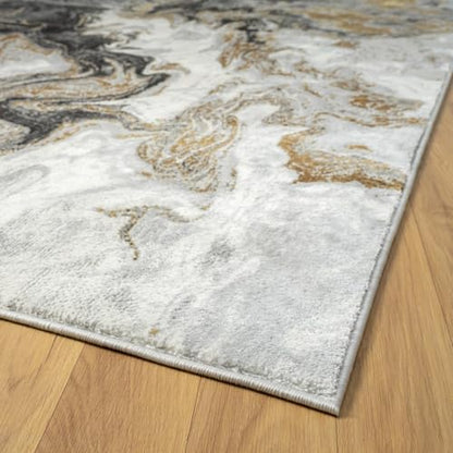 LUXE WEAVERS Marble Swirl Abstract Area Rug, Smoke 5x7 - color: Smoke, size: 5' x 7' (Rectangular)