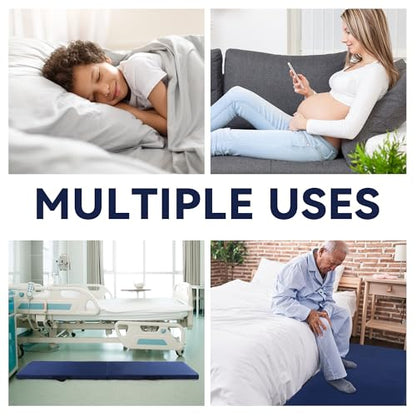 MABOZOO Fall Mats for Elderly, 70"*24"*2" Waterproof Bi-Fold Floor Mat Beveled Bedside Floor Mat Reduce Risk for Elderly & Hospital Patients (Blue