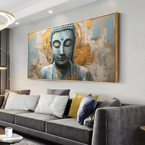 MooMel Wall Art Buddha Zen Art Modern Artwork Canvas Painting for Living Room Bedroom Dining Room Home Office Decor Large Framed Ready to Hang 30"x60" - color: Buddha 01, size: 60"L x 30"W