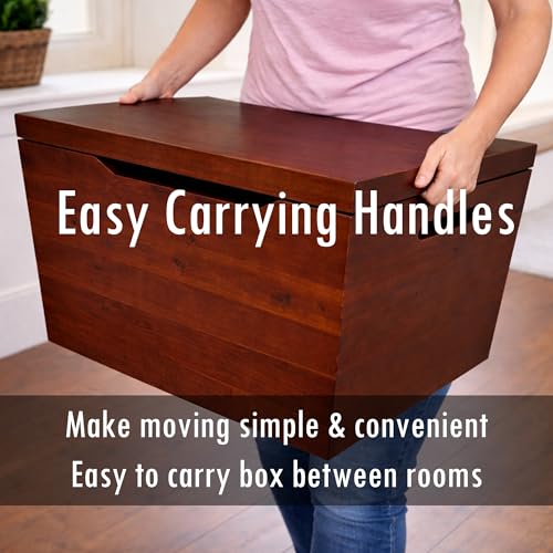 Fully Assembled, Solid Wood Storage Chest with Lid & Handles, Wooden Box, Organizer, Storage, Birthday, Gift, Blankets, Clothes, Keepsakes, Anti-Slam Hinges, 30” Professional Mahogany Finish