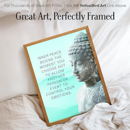 Buddha Art 11x14 FRAMED - Inspirational Meditation Spa, Yoga, Meditation Room Decor - Motivational Quotes Zen Wall Art - spiritual New Age Gifts for Women, Blue Positive Quotes, Motivation Inspiration - size: 11"L x 14"W, style: Framed