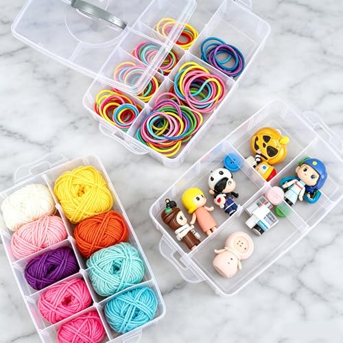 3-Tier Stackable Storage Container Box with Dividers-30 Compartments, Bead Organizers with Latch Lid for Art Craft Storage, Washi Tape, Ornaments, Jewelry, Beauty & Sewing Supplies