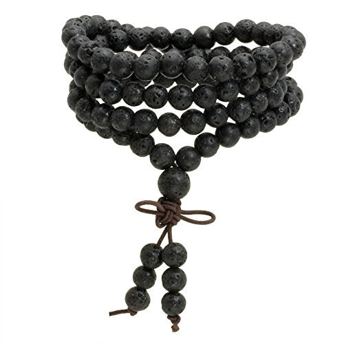 Natural Lava Rock Stone 108 Buddhist Prayer Beads Tibetan Mala Bracelet Necklace… - style: 8mm