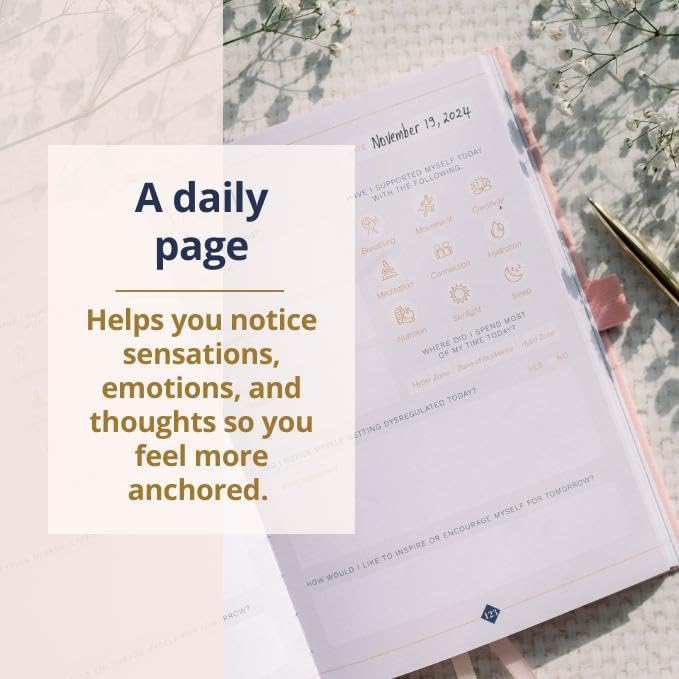 Mental Health Journal – 90 Days of Nervous System Regulation, Anxiety Relief & Emotional Resilience | Guided Daily Prompts + Safety Sequence Card + QR Bonus | Premium Hardcover Gift by a Nervous System Educator - color: Pink