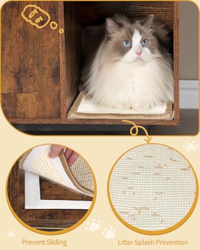 Hzuaneri Cat Litter Box Enclosure Enclosed, Hidden Litter Box Cabinet Furniture with Storage, Wooden Indoor Cat House Large, Modern End Table for Living Room Entryway, Rustic Brown and Black CB01501B - color: Rusic Brown