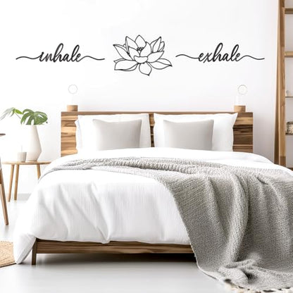 KOYILTD Inhale Exhale Lotus Flower Wall Art Black Metal Zen Decor Large Black Modern Inhale Exhale Lotus Flower Wall Sign Metal Decor for Indoors or Outdoors (Elegant, Lotus 1)
