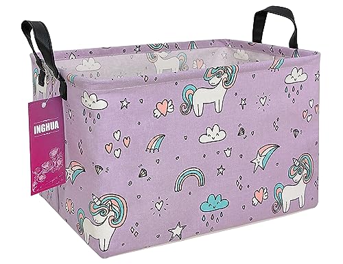 Rectangular Storage Basket Fabric Organizer Bin for Toys,Books,Clothes,Gifts,Pets-Perfect for Home,Office,Nursery,Dorm,Shelf(Rec-Unicorn) - color: Rec-Unicorn