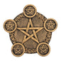 Healifty Pentacle Star Candleholder Decorative Sacrifice Prop Unique Desktop Altar Ornament Copper Plate Home Bar Restaurant Mystic Atmosphere