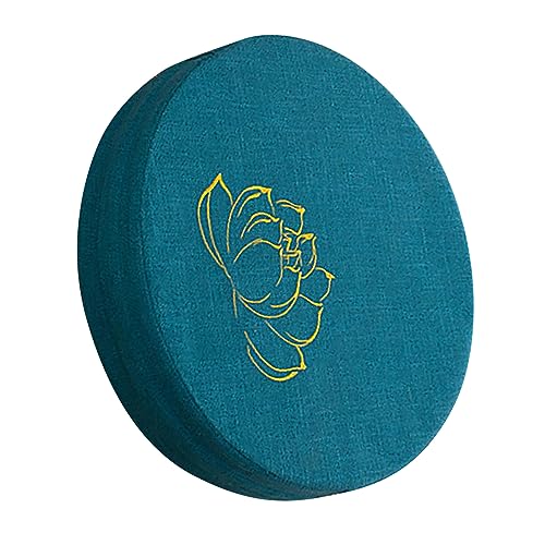 Yinhing Round Meditation Cushion Soft Linen with Detachable Washable Cover Floor Pillow for Meditation Zen Practice Comfortable Tatami Mat Cushion 40cm Diameter (Lake Blue) - color: Lake Blue