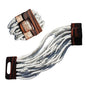 White Beaded Ethnic Bali Bracelet with Hard Wood Buckle Clasp - 14 Elastic Strands of 2mm Glass Beads – 2” Wide for 7-8 inch Wrists in Gift Box