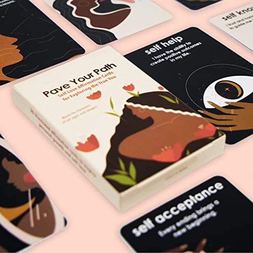 Travel Size Self Love Affirmation Cards, 30 Cards for Daily Mindfulness & Meditation, Hand-drawn Illustrations, Motivational, Self Care & Spiritual Gifts For Women & Teens