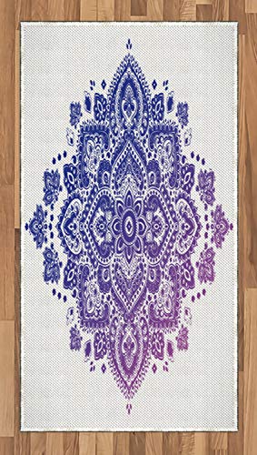 Lunarable Mandala Area Rug, Pastel Toned Boho Meditation Mindfulness Wellness Eastern Wisdom, Flat Woven Accent Rug for Living Room Bedroom Dining Room, 2' 6" x 5', Purple and Violet Blue - size: 2' 6" x 5'