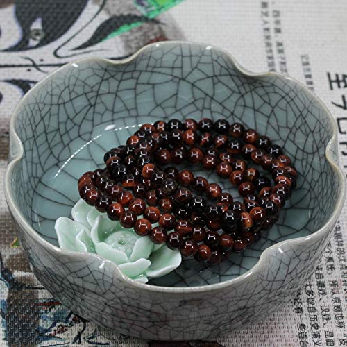 Natural Gemstone 6mm Round Beads Stretch Bracelet 7 Inch - color: Red Tiger Eye