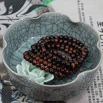 Natural Gemstone 6mm Round Beads Stretch Bracelet 7 Inch - color: Red Tiger Eye