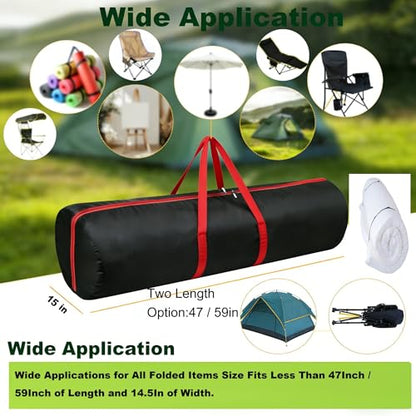 Extra Large 600D Oxford Waterproof Sports Duffle Bag 2-Way Zippers 59×14.9 Inch Large Foldable Storage Bag for Folding Bed, Mattress, Duvet, Camping Chair, Beach Umbrella (1 Pack) - size: 59*15 inch