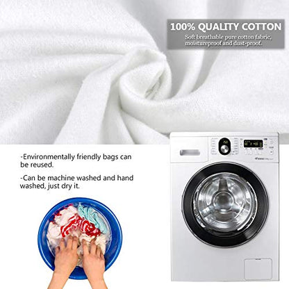 PlasMaller Dust Cover Storage Bags Purified 100% Cotton Flannel with Drawstring Pouch For Handbags Purses Pocketbooks Shoes Boots Set of 3 (White) - color: White