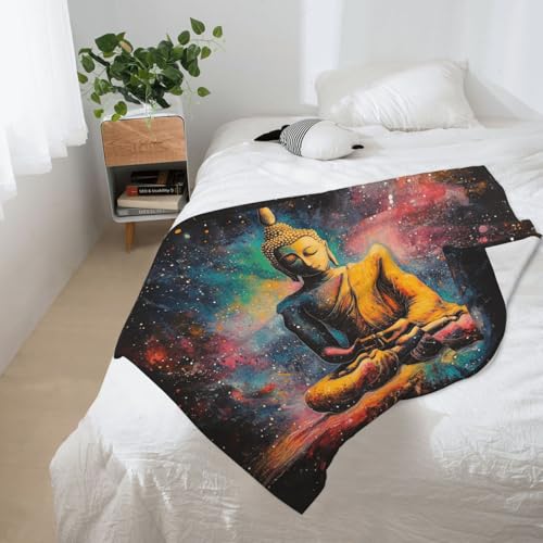 Meditating Monk Portrait Blanket,Double-Sided Fleece With Zen Artwork,Hypoallergenic & Lightweight,Perfect For Yoga Practitioners,Spiritual Gift,Suitable For Beds,Sofas And Offices 50X60 Inch