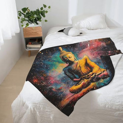 Meditating Monk Portrait Blanket,Double-Sided Fleece With Zen Artwork,Hypoallergenic & Lightweight,Perfect For Yoga Practitioners,Spiritual Gift,Suitable For Beds,Sofas And Offices 50X60 Inch