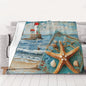 Flannel Throw Blanket 50x40 Inch, Beach Prints Anti-Pilling Warm Fuzzy Blankets for Bed Sofa Couch Travel - color: Beach, size: 50x40 Inch