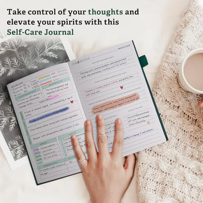 Mental Health Journal for Women and Men - Anxiety & Guided Journal with Mood & Habit Tracker - Take 5 Minuets Everyday - 91 Days Self Care Journal with Prompts, Green - color: Green