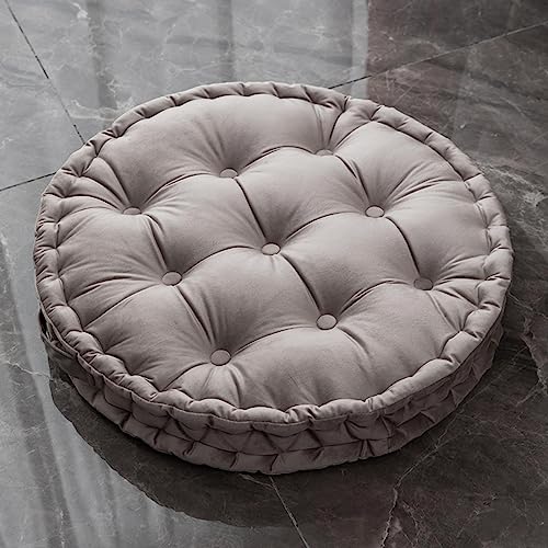 MOJUN Round Meditation Floor Pillow, Large Pillows Seating for Adults, Thicken Round Dutch Velvet Floor Cushion Pillow with Handle for Yoga Living Room Chair Tatami Decor, Light Grey - color: Light Grey