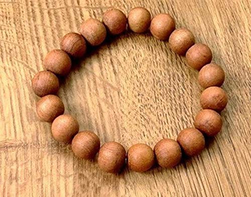 Sandalwood Bracelet for Women Men Buddhist Prayer Strand Chandan Bracelet Handmade Stretchable Elastic Sandalwood Beaded Wristbands for Yoga Meditation - style: 12mm Beads