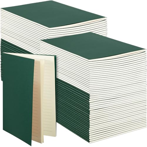 Sabary 72 Pack Kraft Paper Notebook Journals 5.5 Inch x 8.3 Inch A5 Notebook in Bulk Softcover Ruled for Writing Sketch Travel Journal with 60 Pages 30 Sheets(Dark Green,Line) - color: Dark Green, style: Line