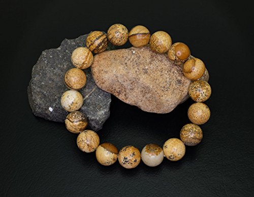 Falari 10mm Natural Semi Precious Gemstone Stretch Bracelet Unisex - color: Jasper