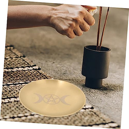 ORFOFE 2pcs Pentacle Altar Plate Elegant Tealight Holder Tray for Rituals Ceremonies Smooth Edges Multi-purpose Decorative Storage for Home Decor