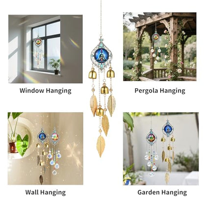 7 Chakra Meditation Pendant - Metal Leaves and Bell Sound Crisp and Pleasant, Suitable for Home Decoration in Yoga Spaces and Garden Scenes, and is The Preferred Gift for Meditators (Meditation Bell)