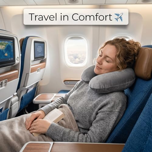 Sondur Travel Cushion, Inflatable Airplane Seat Cushion for Long Flights, 3D Air Cell Seat Cushions with Foot-operated Inflatable Accessories for Office Chair, Wheelchair, Cars, Home Living