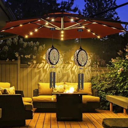 43" Solar Wind Chimes for Outside, Hanging Lights Outdoor Detachable Lantern Metal Peacock Wind Chimes, Deep Tone Memorial Wind Chime Gift Decoration for Home, Patio, Garden, Outdoor, Yard