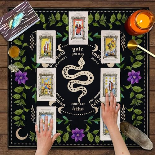Knana Tarot Altar Cloth Mat - Silk for Reading - Witchcraft Accessories - Tarot Card Bag (Black Snake) - color: Black Snake