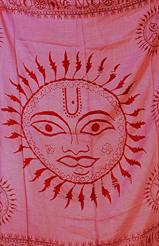 Exotic India Printed Surya (Sun God) Prayer Shawl - Multi Color