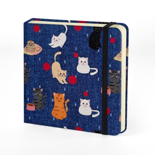 Mifuner 4.8x4.8in 80gsm Mini Notebooks Art Blank Pages Sketchbooks Travel Journal Pocket Hardcover Paint Writing Notebook Blank Diary Memo Planner Sketchbook Fabric Cover.Red Ball - color: Cloth-Red Ball