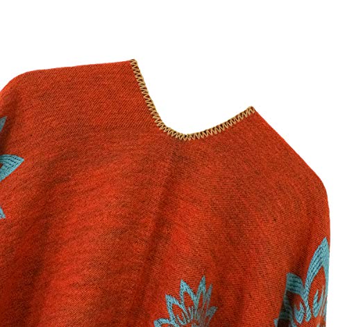 Urban CoCo Women's Color Block Shawl Wrap Open Front Poncho Cape - color: Series 24-orange
