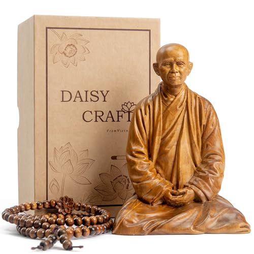 Zen Master Thich Nhat Hanh Buddha Statue, Wooden Meditation Accessories, Feng Shui Decor, Zen Spiritual Gifts, Home and Altar Decoration, Buddha Room and Indoor Decor
