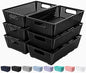 Tiawudi Stackable Woven Plastic Basket, Storage Bins for Cabinet, Closet, Shelf, Under Sink and Countertop, Pantry Organizer Bins, 6 Pack - color: Black