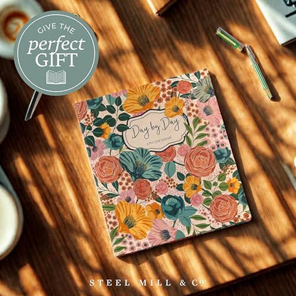 Steel Mill & Co 5 Year Journal for Daily Reflection and Mindfulness, One Line A Day Journal Memory Book, 8.5 x 7.5" Large Daily Journal, Gratitude Journal for Mother's Day, Garden Blooms Cream