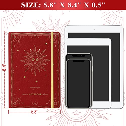 Artfan Ruled Notebook/Journal – Premium Thick Paper Faux Leather Classic Writing Notebook with Pocket + Page Dividers Gifts, Banded, Large, 144 Pages, Hard Cover, Lined (5.8 x 8.4) - Red - color: Red2