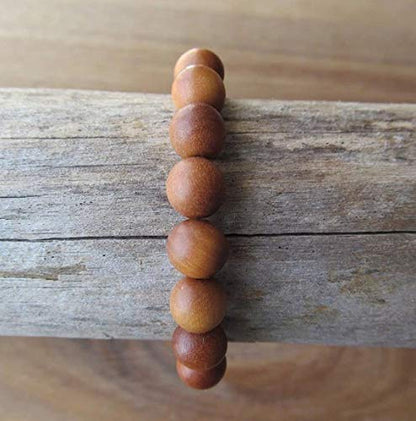 Sandalwood Bracelet for Women Men Buddhist Prayer Strand Chandan Bracelet Handmade Stretchable Elastic Sandalwood Beaded Wristbands for Yoga Meditation - style: 12mm Beads
