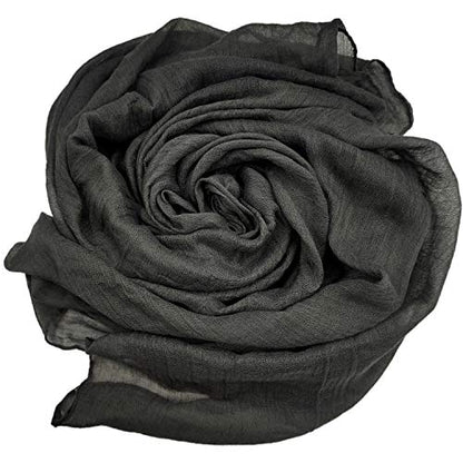 Women's Cotton Scarves Lady Light Soft Fashion Solid Scarf Wrap Shawl - color: Darkgrey