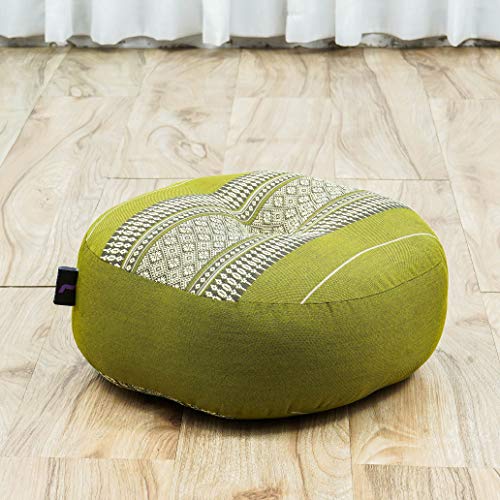 Leewadee Meditation Cushion Set – 1 Small Zafu Yoga Pillow and 1 Small Roll-Up Zabuton Mat Filled with Kapok - color: Sf17 - Green