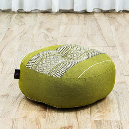 Leewadee Meditation Cushion Set – 1 Small Zafu Yoga Pillow and 1 Small Roll-Up Zabuton Mat Filled with Kapok - color: Sf17 - Green