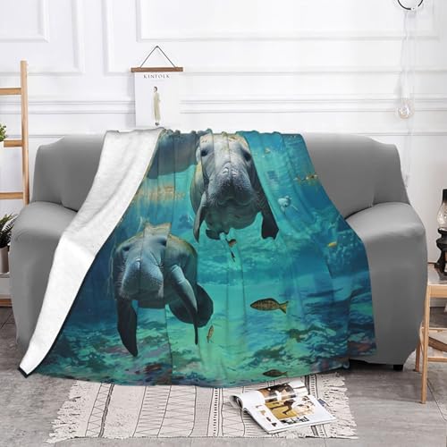 West Indian Sea Animals Prints Throw Blanket (320g Flannel) Anti-Pilling Warm Fuzzy Blankets for Bed Sofa Couch Travel 40x30 Inch - color: West Indian Sea Animals, size: 40x30 Inch